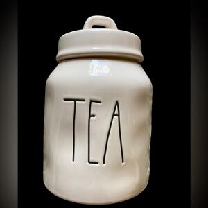 RAE DUNN Magenta “TEA” White Ceramic Canister
